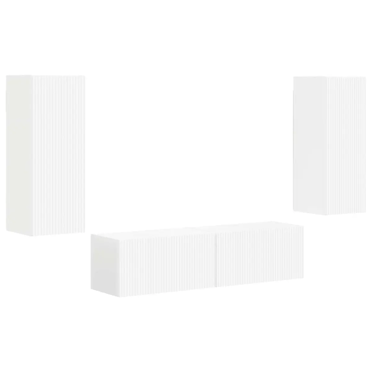 Wall-mounted TV Cabinet Set 2 Pieces White Modern Living Room Storage Unit