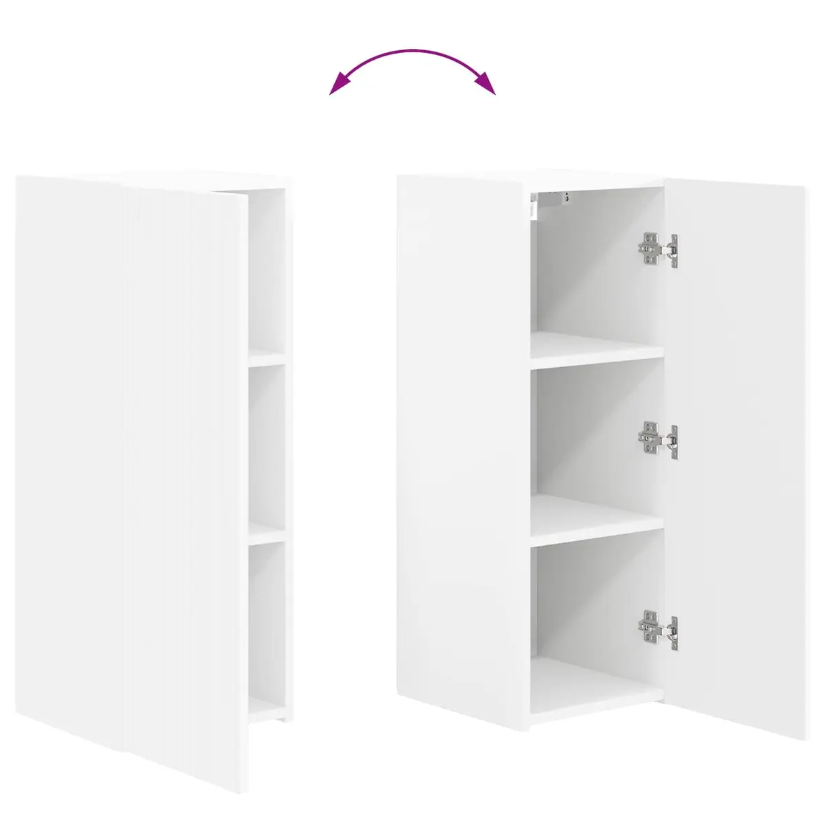 Wall-mounted TV Cabinet Set 2 Pieces White Modern Living Room Storage Unit