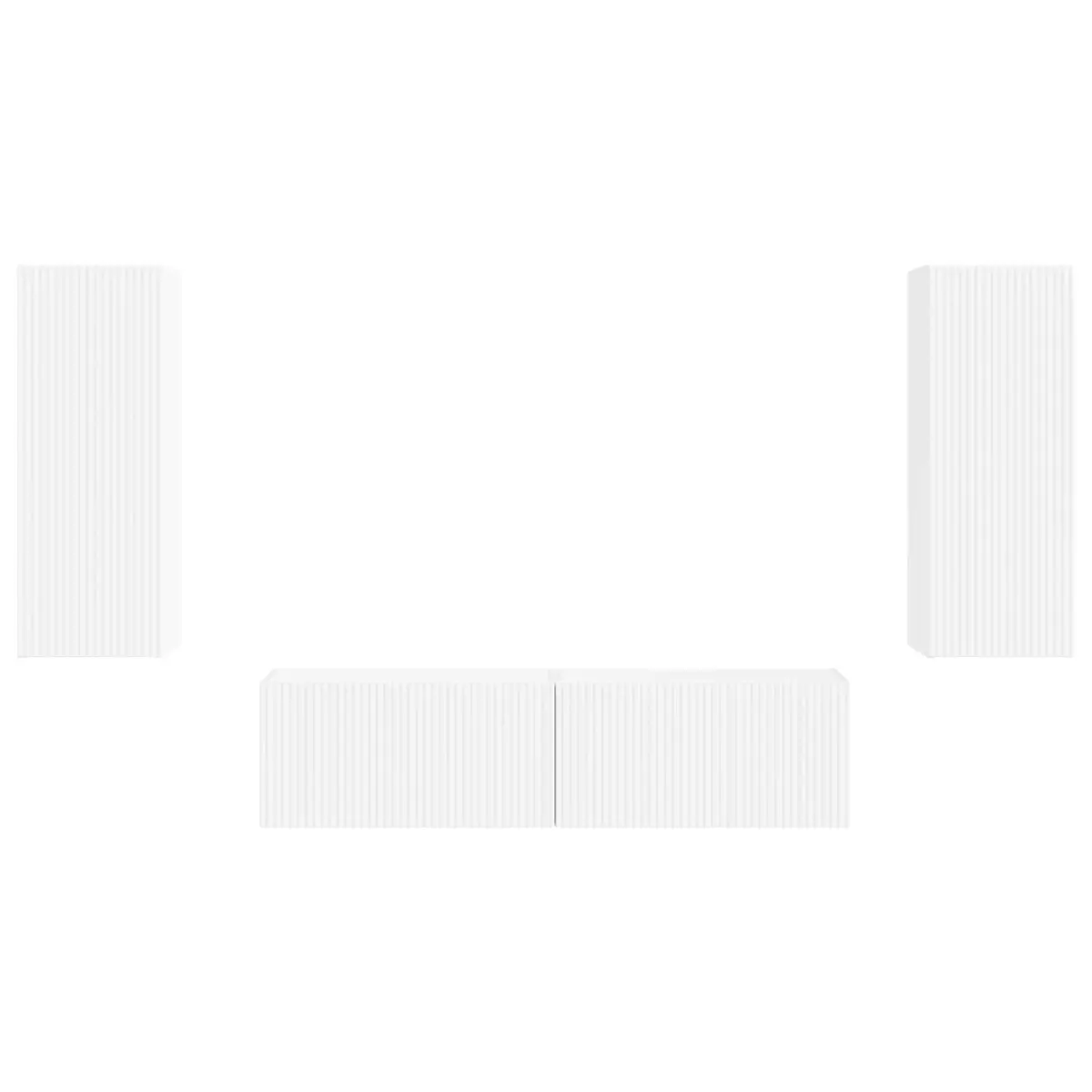 Wall-mounted TV Cabinet Set 2 Pieces White Modern Living Room Storage Unit