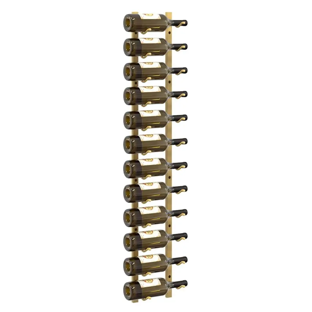 Wall Mounted Wine Rack 12 Bottle Storage Holder Gold Iron