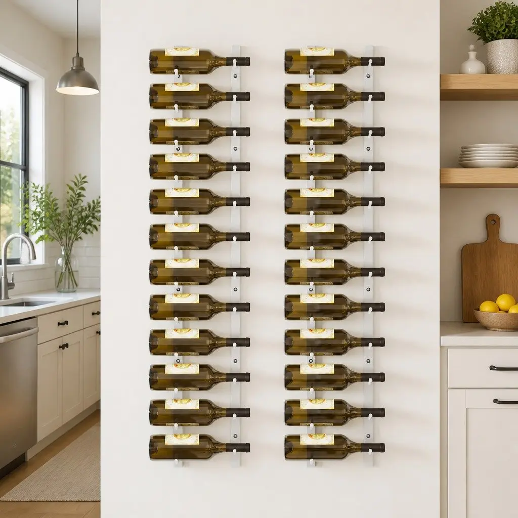 Wall Mounted Wine Rack Set of 2, Holds 12 Bottles Each