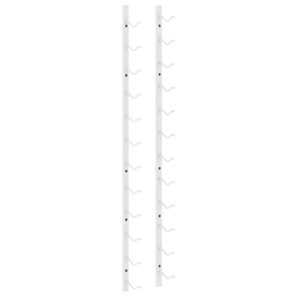 Wall Mounted Wine Rack 12 Bottle Storage White Iron Set of 2 Modern