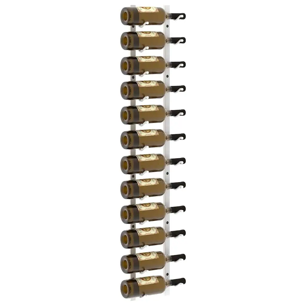 Wall Mounted Wine Rack 12 Bottle Storage White Iron Set of 2 Modern