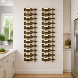 Gold Wall-Mounted Wine Rack - Set of 2 for 12 Bottles