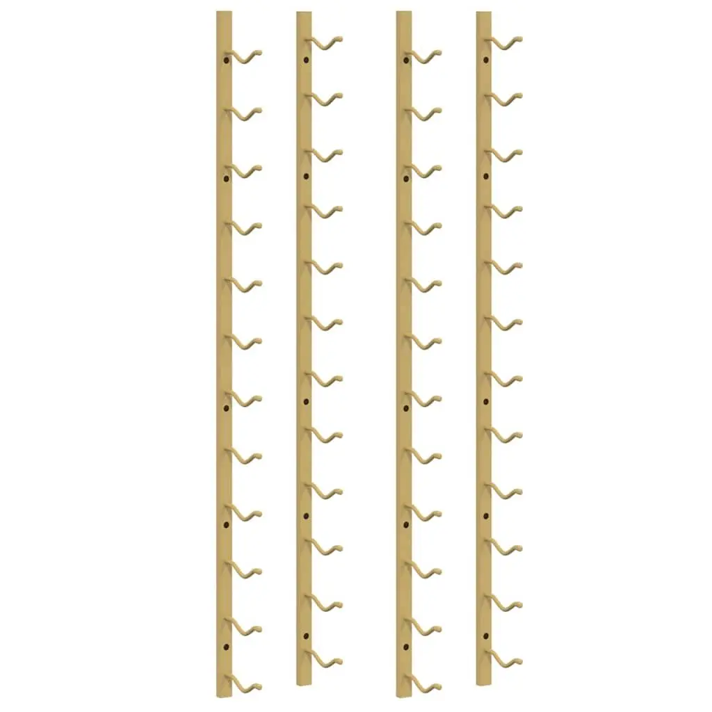 Wall Mounted Wine Rack 12 Bottle Storage Gold Iron Set of 2