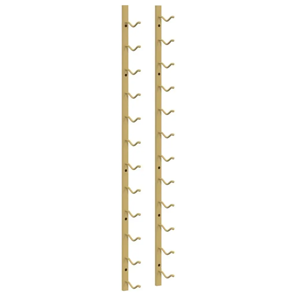 Wall Mounted Wine Rack 12 Bottle Storage Gold Iron Set of 2
