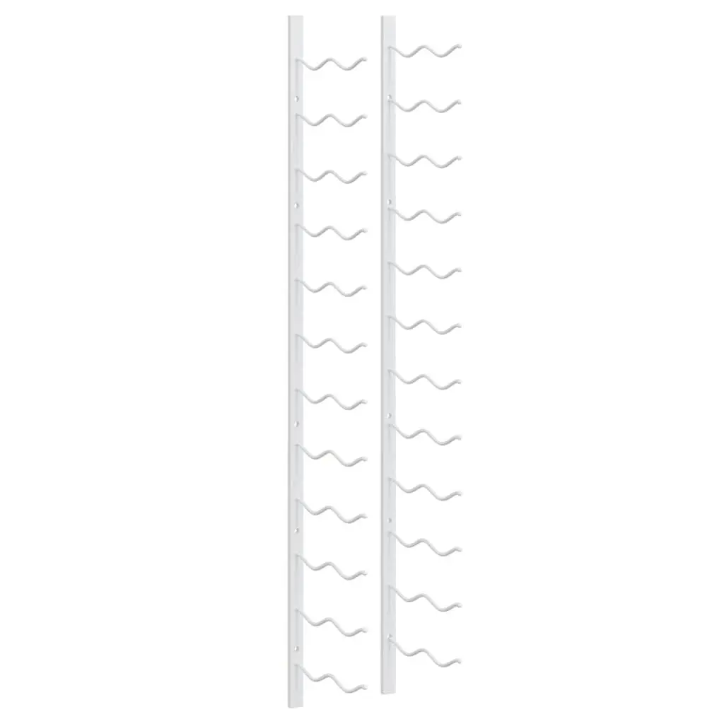 Wall Mounted Wine Rack Storage Organiser Set 2 pcs White Iron 24 Bottles