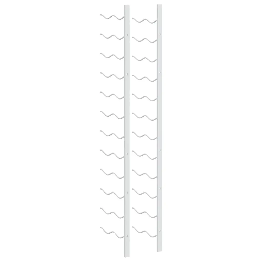 Wall Mounted Wine Rack Storage Organiser Set 2 pcs White Iron 24 Bottles