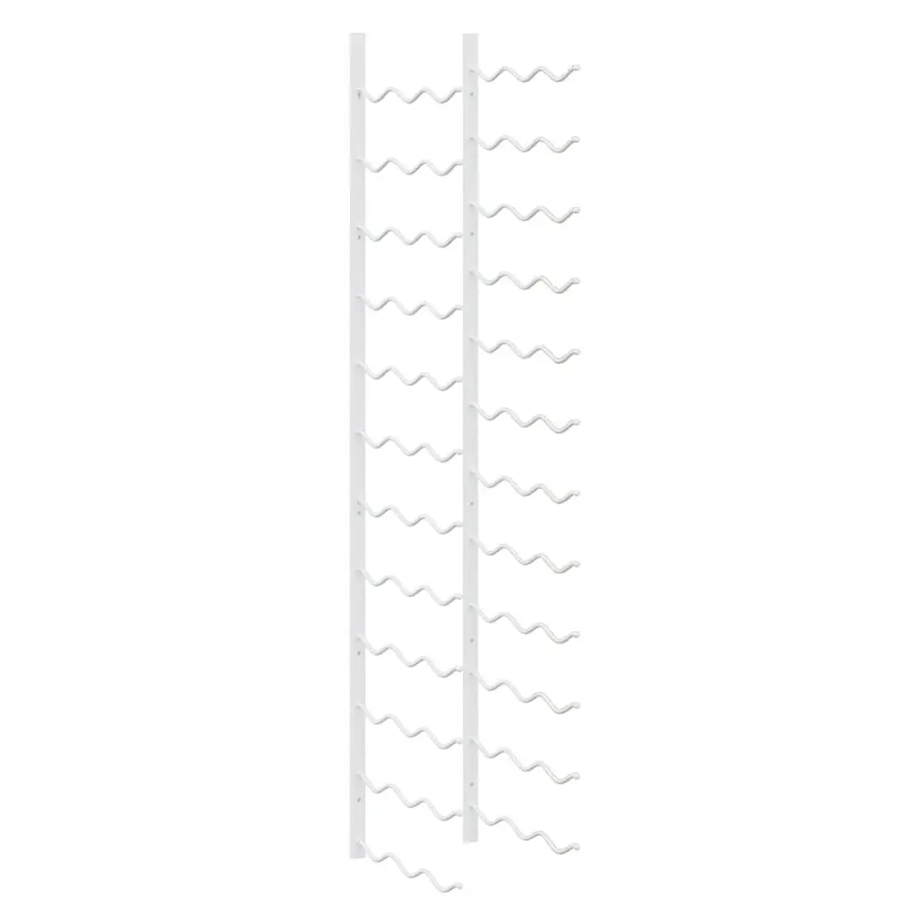 Wall Mounted Wine Rack Storage 36 Bottles White Iron Organizer Set 2 Piece