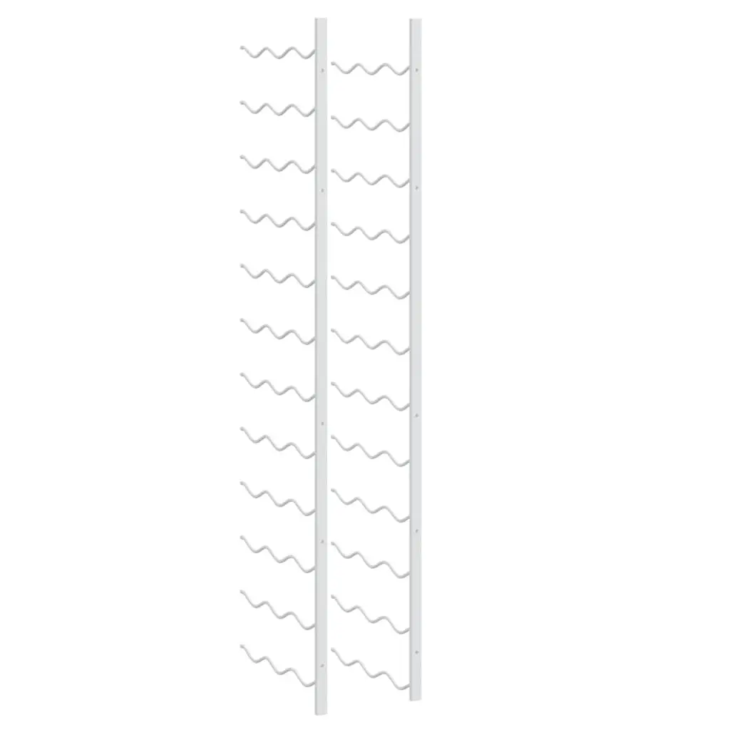 Wall Mounted Wine Rack Storage 36 Bottles White Iron Organizer Set 2 Piece