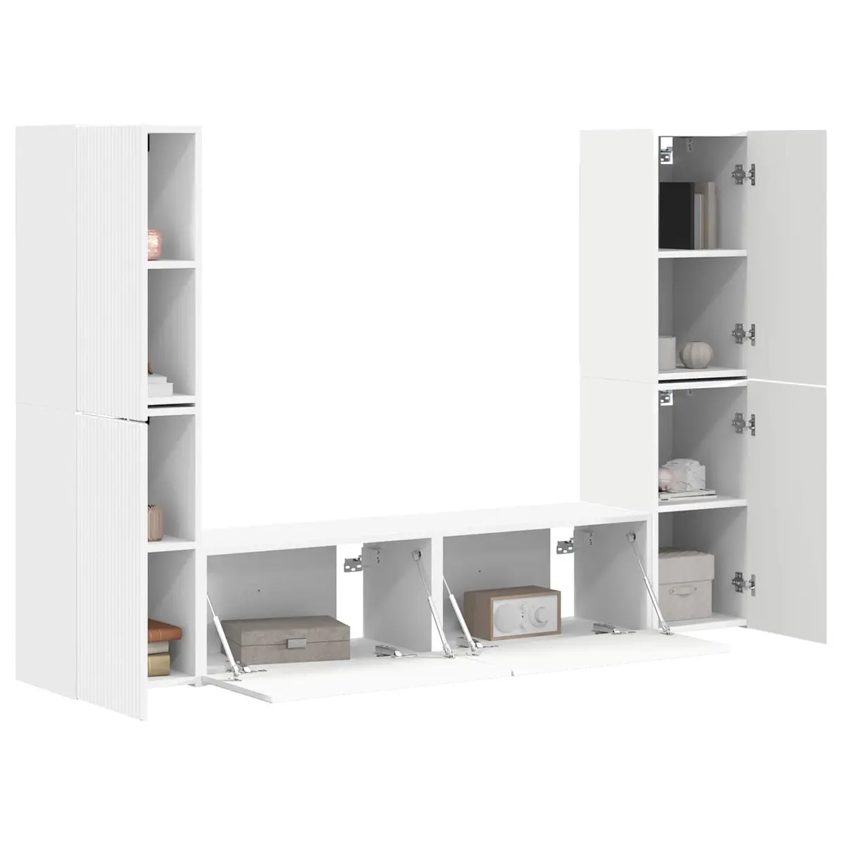 TV Cabinet Set 6 Piece Entertainment Centre Storage Unit White
