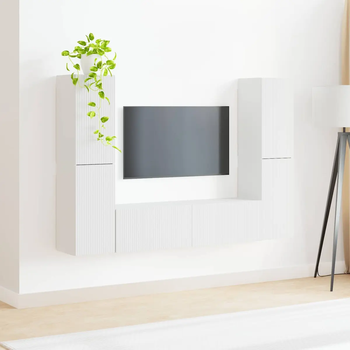 TV Cabinet Set 6 Piece Entertainment Centre Storage Unit White