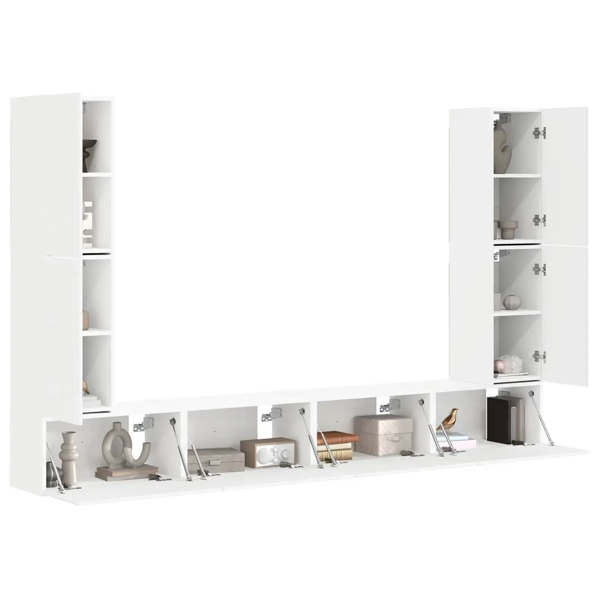 White 8-Piece Engineered Wood TV Cabinet
