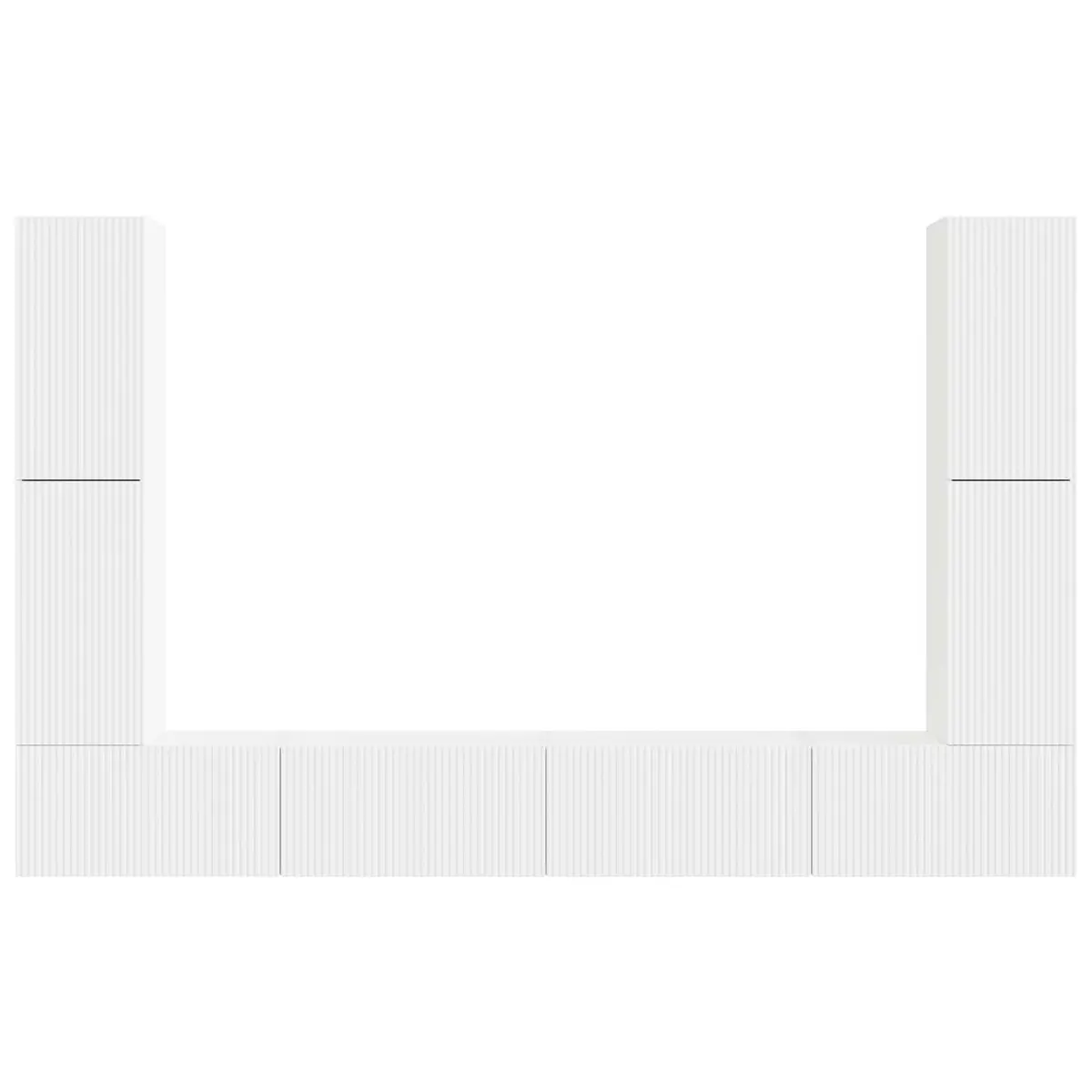 White 8-Piece Engineered Wood TV Cabinet