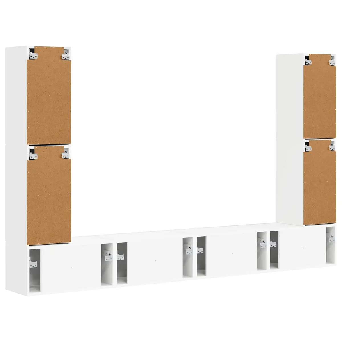 White 8-Piece Engineered Wood TV Cabinet