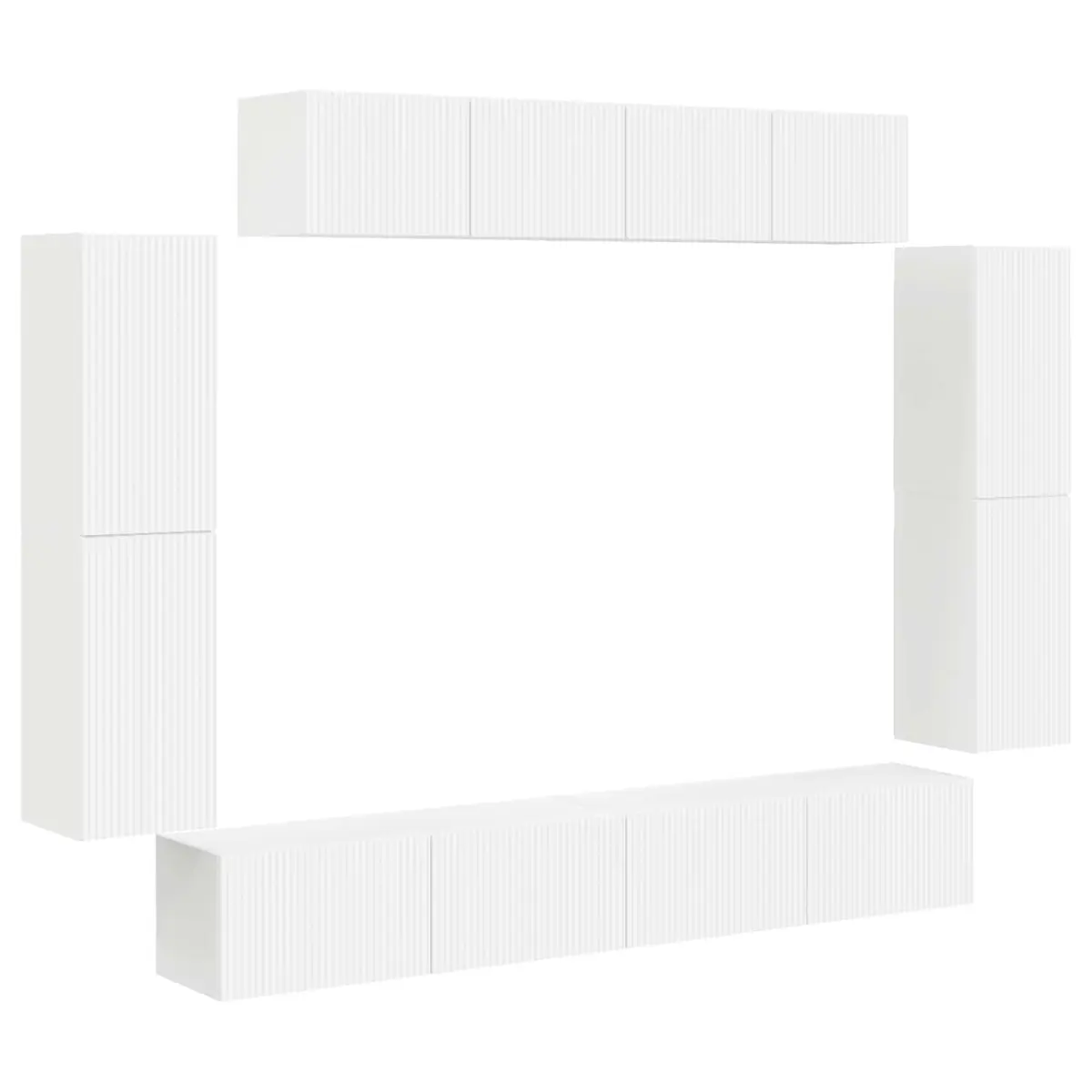 TV Cabinet Wall Mounted Storage Unit 8 Piece White Living Room