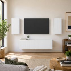 Quality 4-Piece White TV Cabinet for Practical Living Spaces