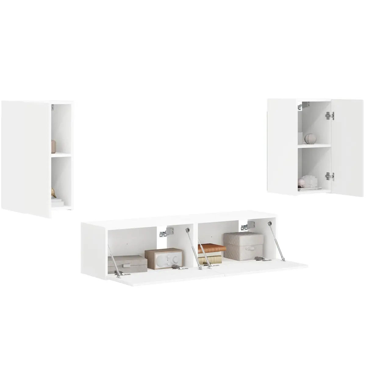 TV Cabinet Set 4 Piece White Entertainment Centre Storage Unit Living Room Media