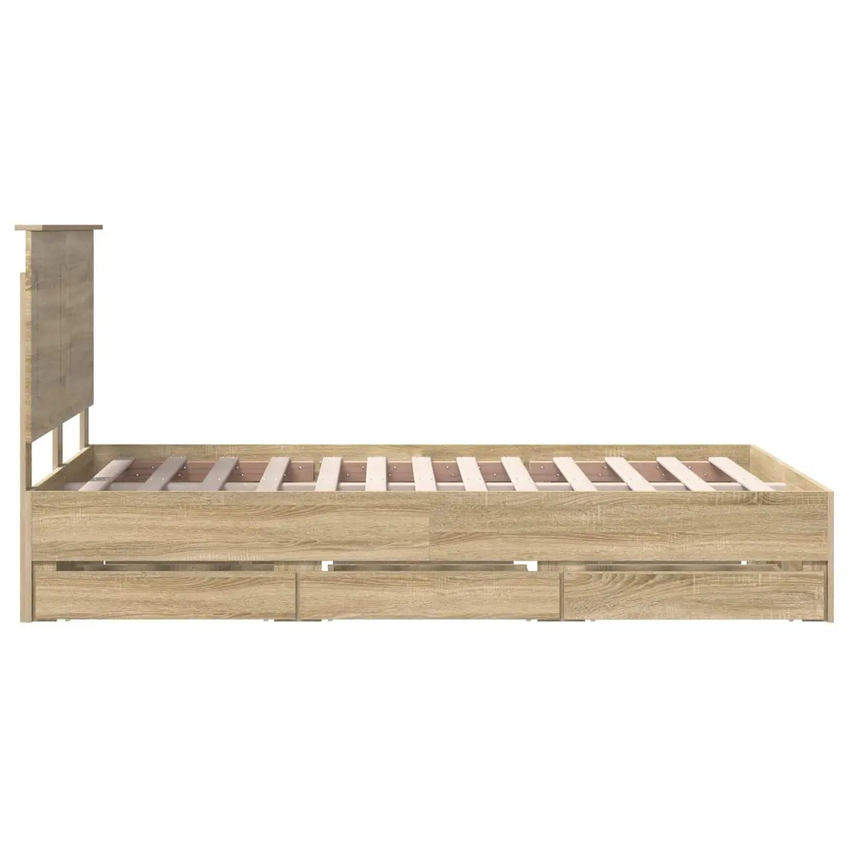 Bed Frame with Storage Drawer Sonoma Oak 135 x 190 cm Engineered Wood Modern