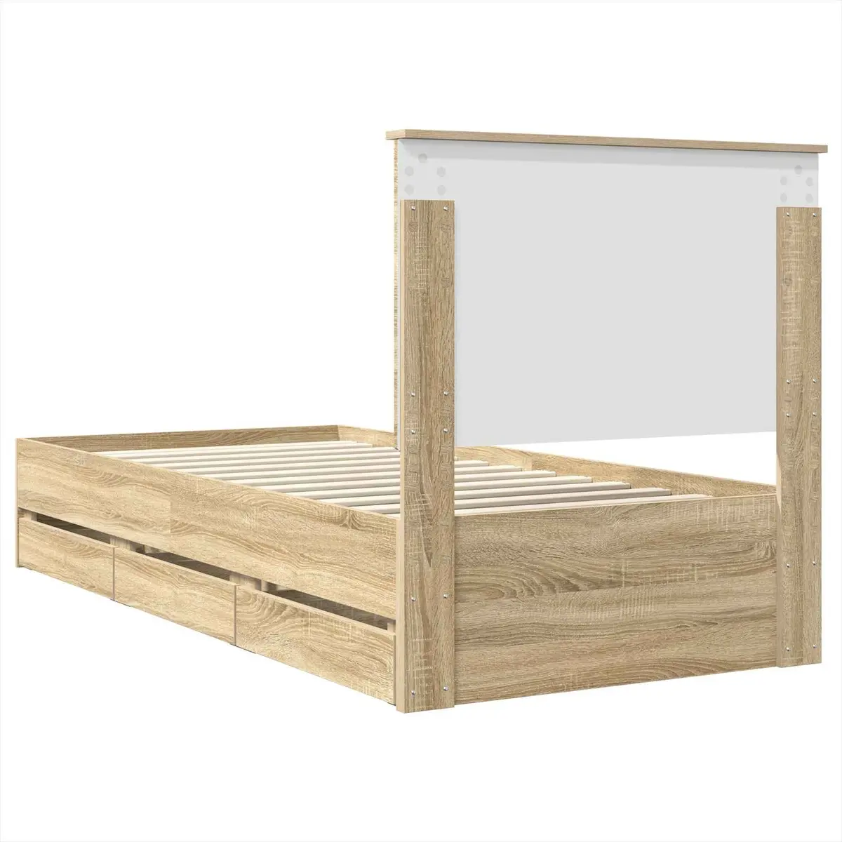 Bed Frame with Storage Drawer Sonoma Oak 90 x 190 cm Engineered Wood Modern