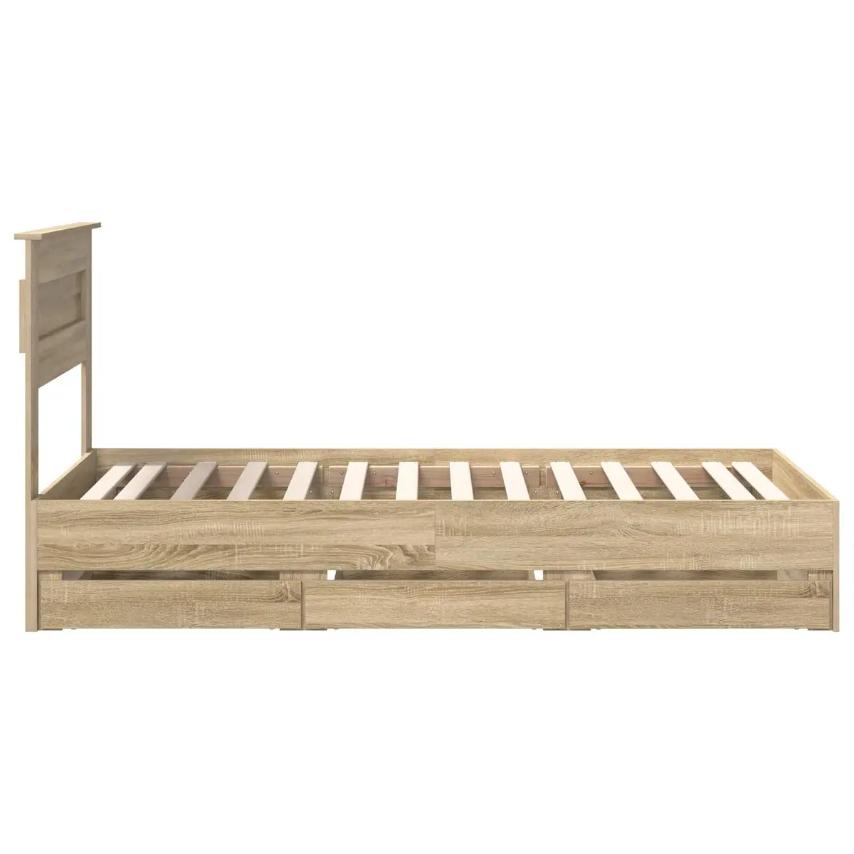 Bed Frame with Storage Drawer Sonoma Oak 90 x 190 cm Engineered Wood Modern