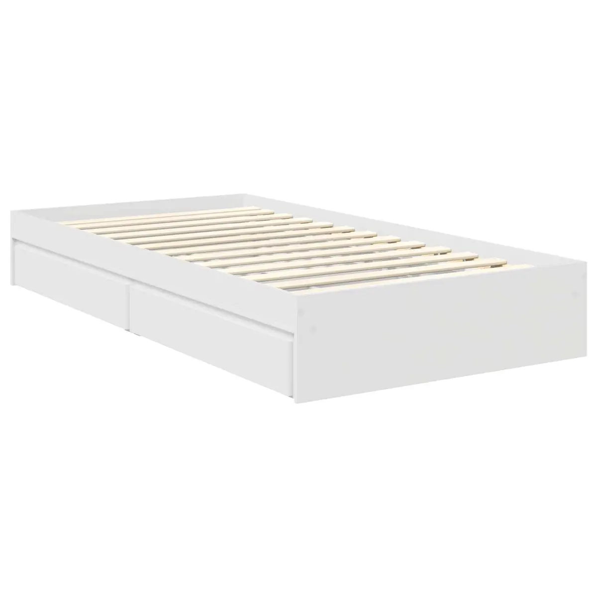 White Storage Bed Frame with Drawer 90 x 190 cm Engineered Wood Bedroom