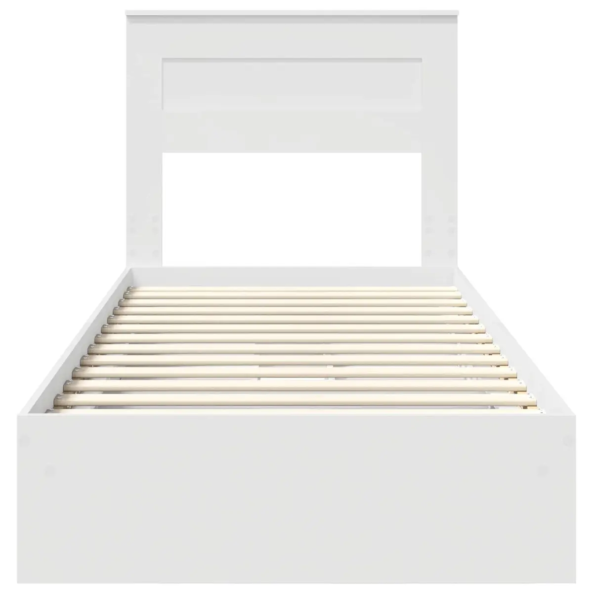 White Storage Bed Frame with Drawer 90 x 190 cm Engineered Wood Bedroom