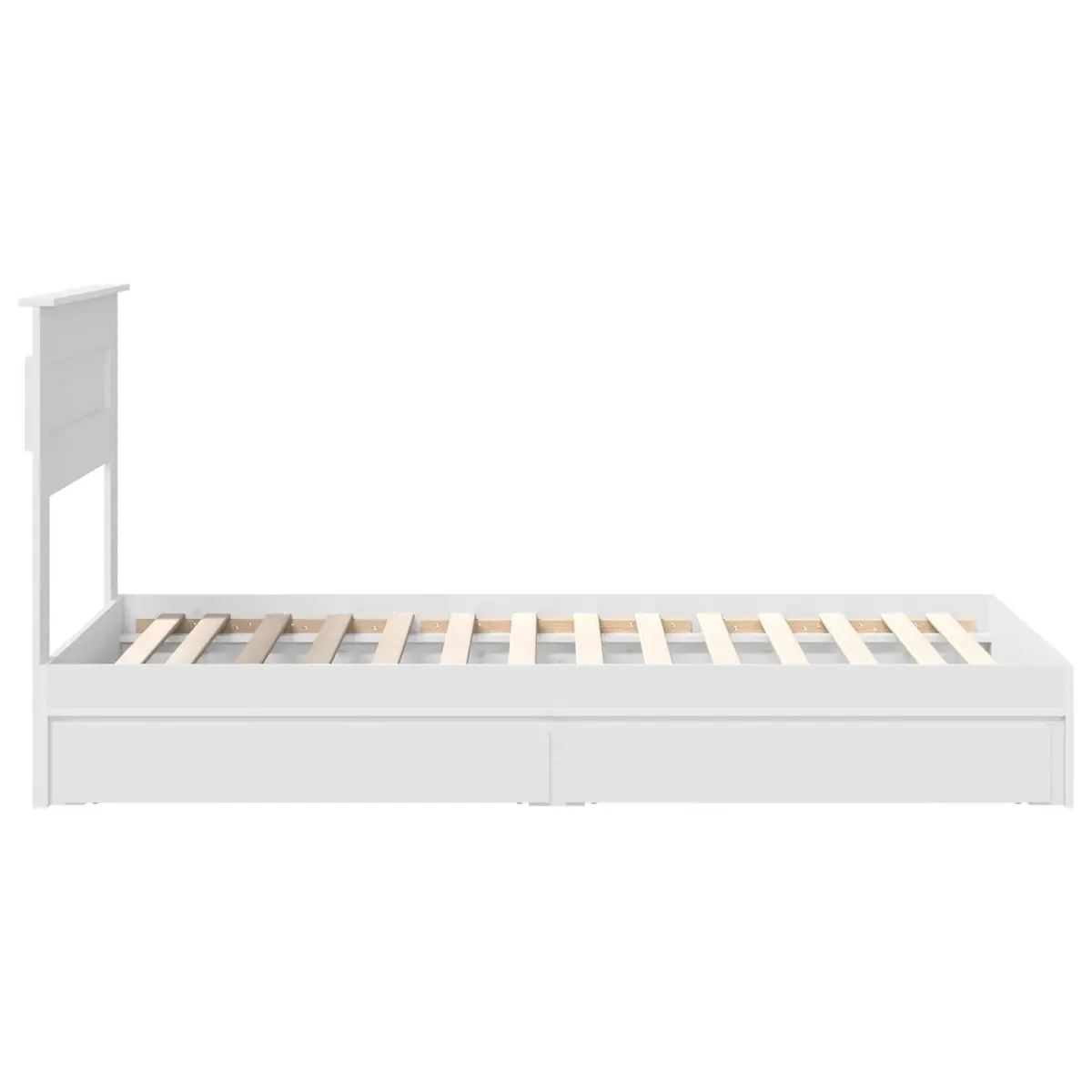 White Storage Bed Frame with Drawer 90 x 190 cm Engineered Wood Bedroom