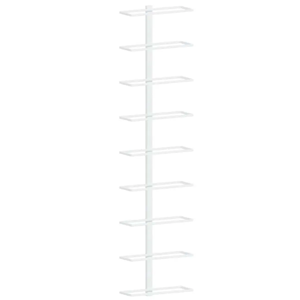 Wall-mounted Wine Rack 9 Bottle Holder Kitchen Storage White Iron