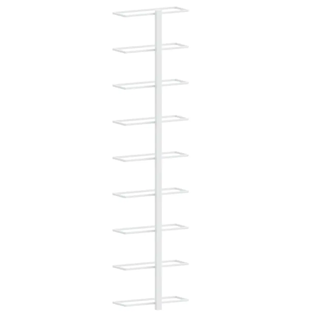 Wall-mounted Wine Rack 9 Bottle Holder Kitchen Storage White Iron