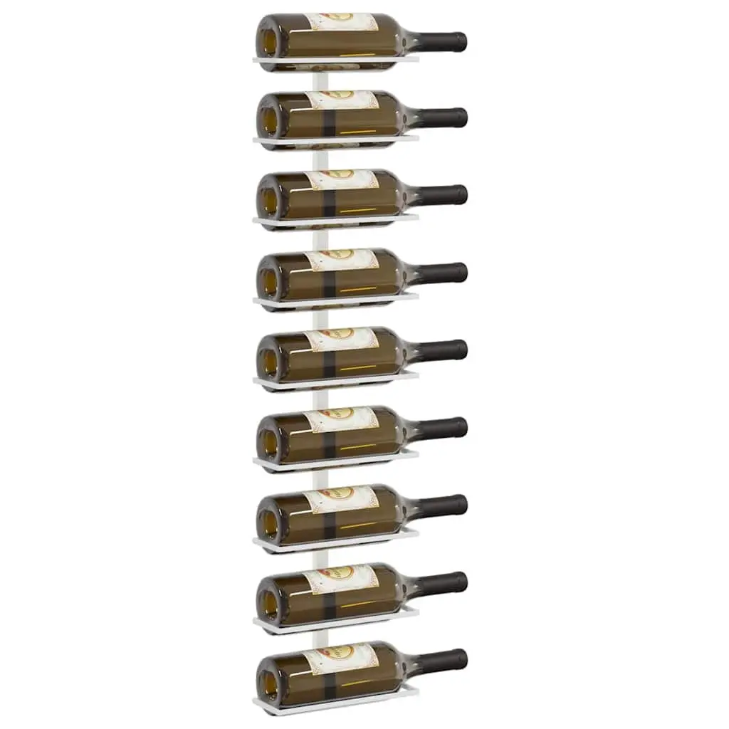 Wall-mounted Wine Rack 9 Bottle Holder Kitchen Storage White Iron