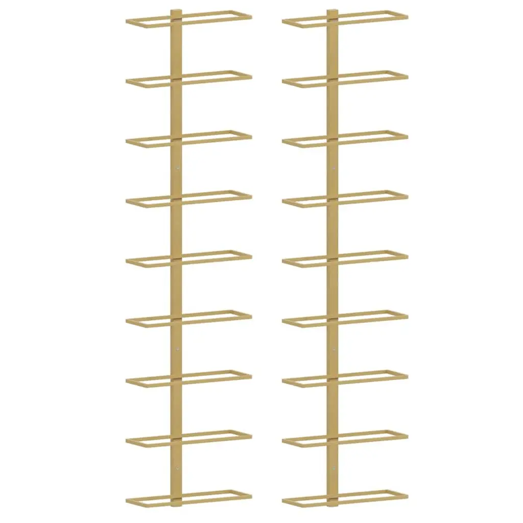 Wall-mounted Wine Rack Storage Organiser 9 Bottles Gold Iron