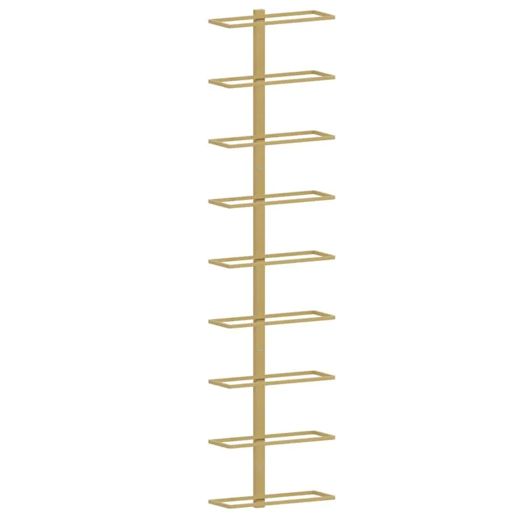 Wall-mounted Wine Rack Storage Organiser 9 Bottles Gold Iron
