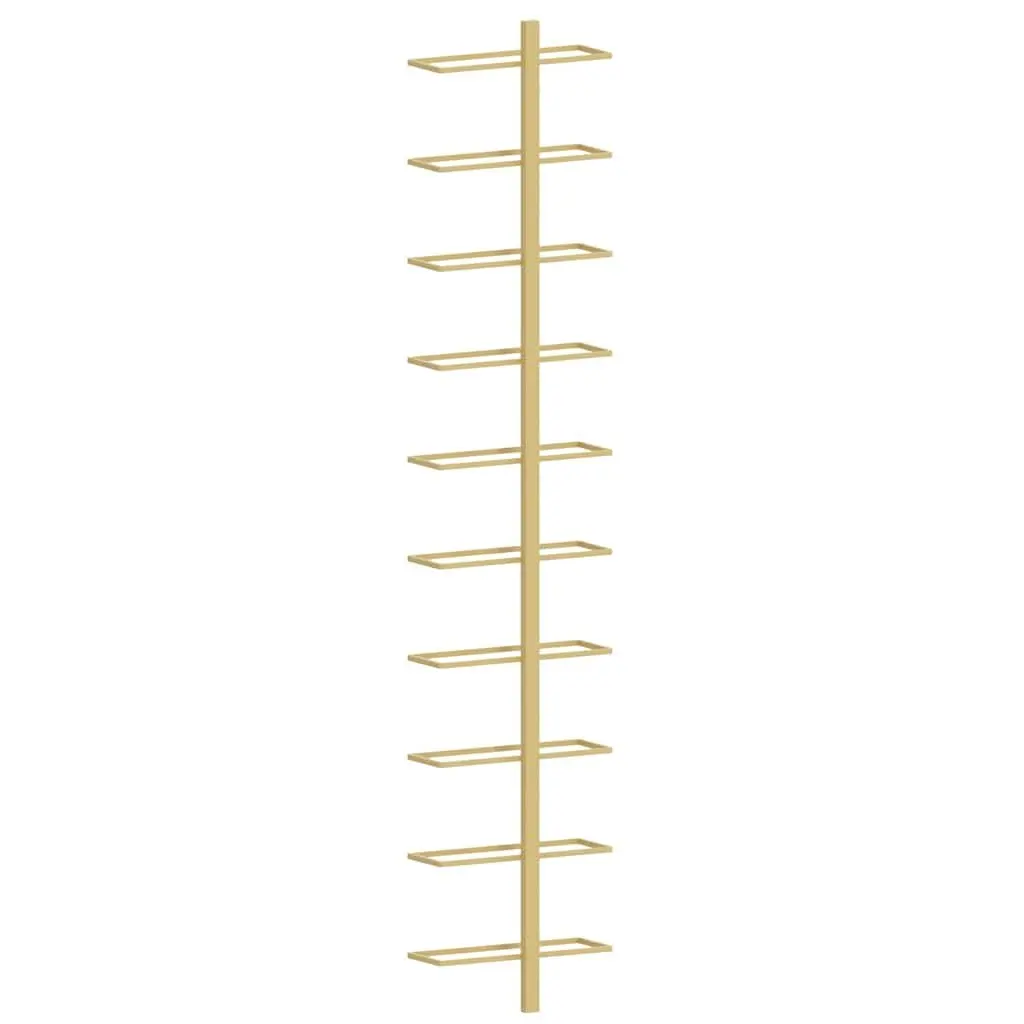 Wall-mounted Wine Rack Storage Organiser for 10 Bottles Gold Metal