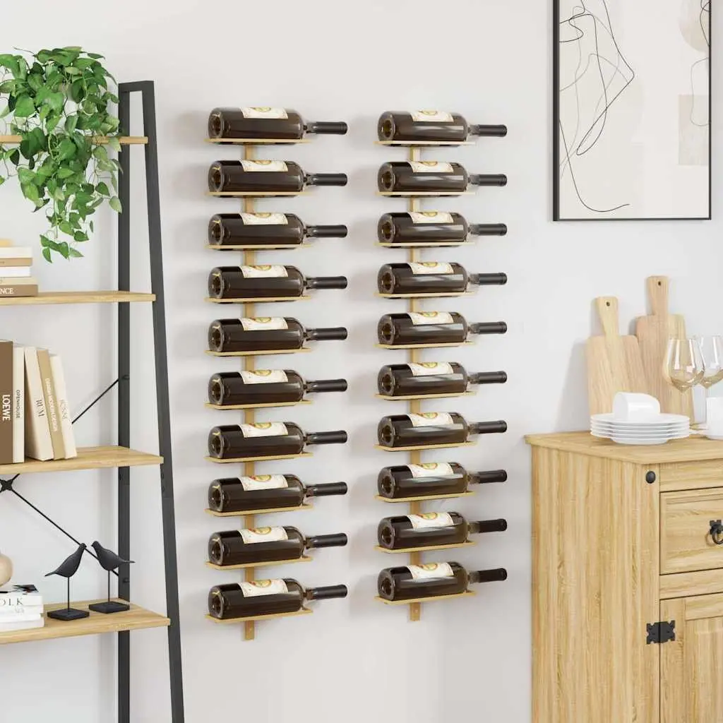Wall-mounted Wine Rack 10 Bottle Holder Gold Metal