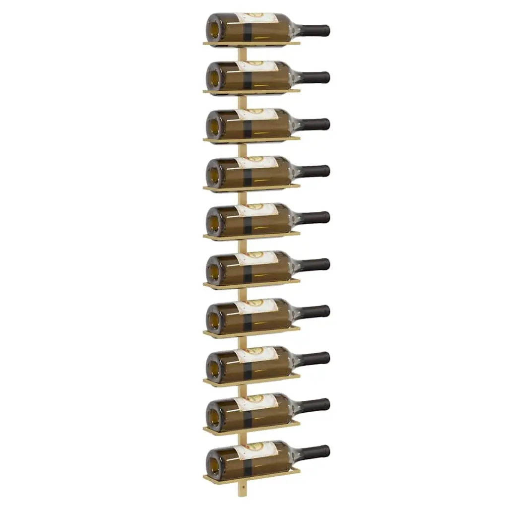 Wall-mounted Wine Rack 10 Bottle Holder Gold Metal