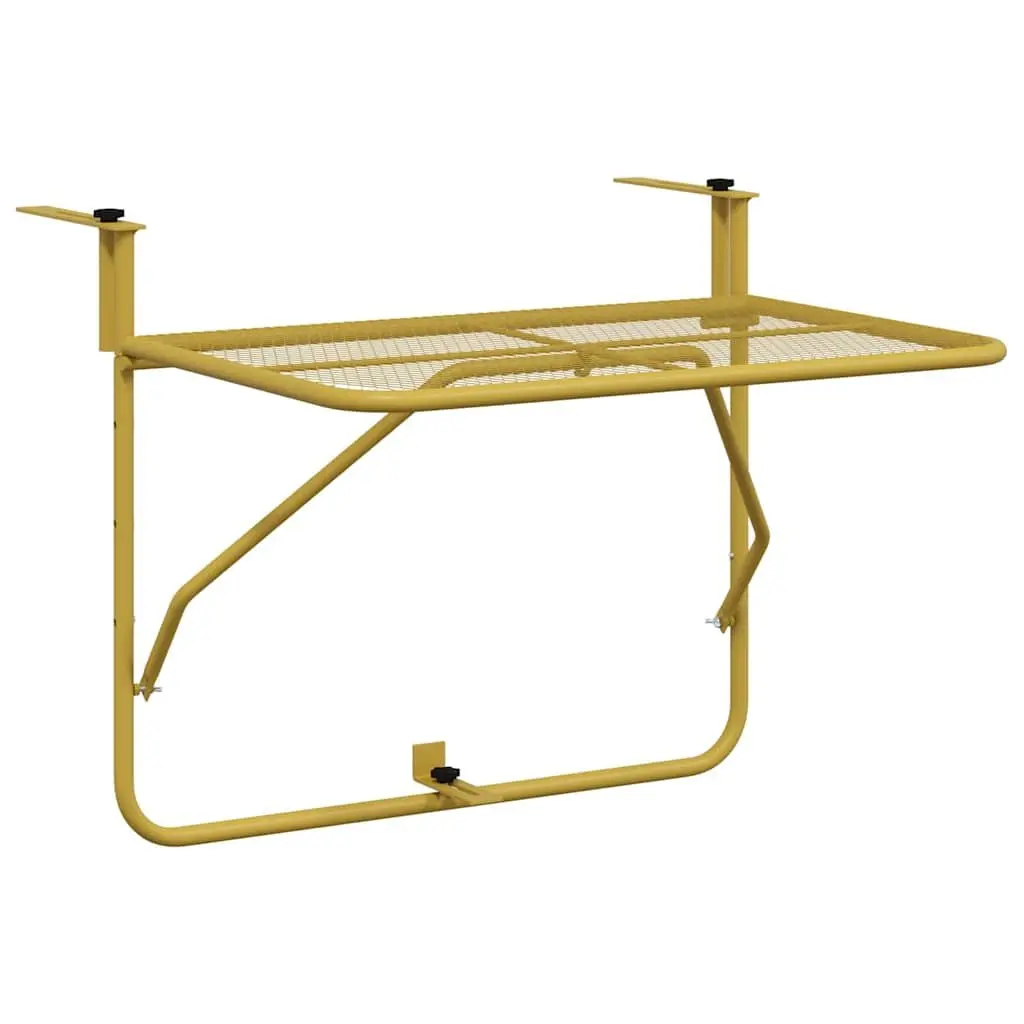 Foldable Balcony Table Outdoor Coffee Side Table 60x40cm Gold Steel