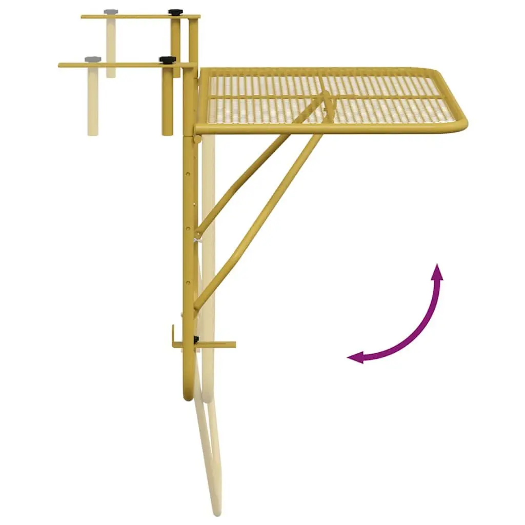 Foldable Balcony Table Outdoor Coffee Side Table 60x40cm Gold Steel