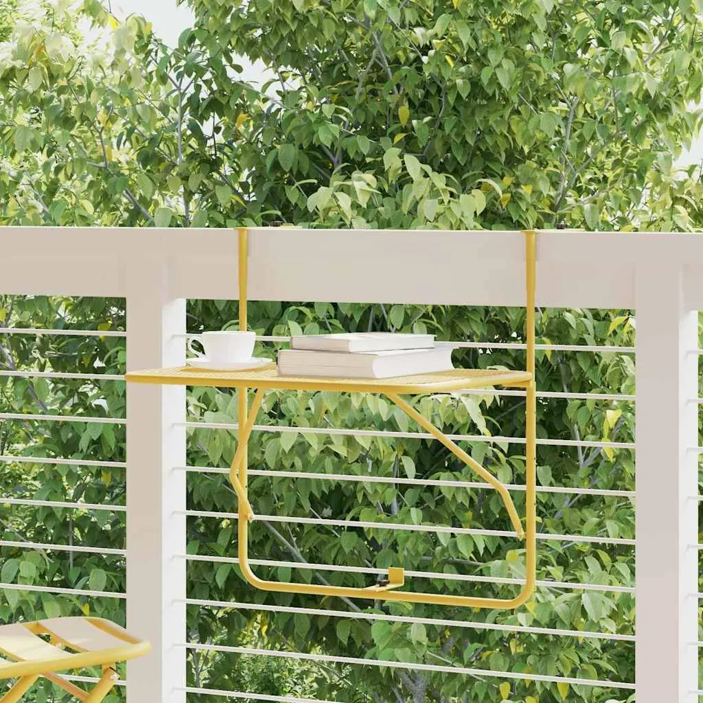 Foldable Balcony Table Outdoor Coffee Side Table 60x40cm Gold Steel