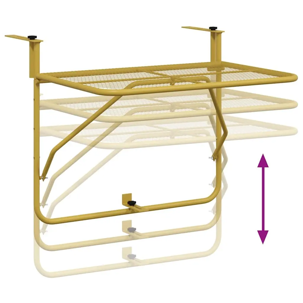 Foldable Balcony Table Outdoor Coffee Side Table 60x40cm Gold Steel