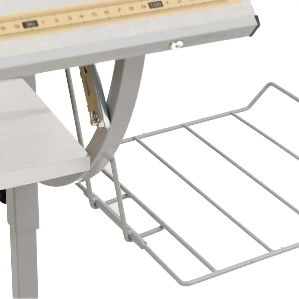 Craft Desk White Grey 110x53x(58-87)cm Adjustable Drawing Table Home Office