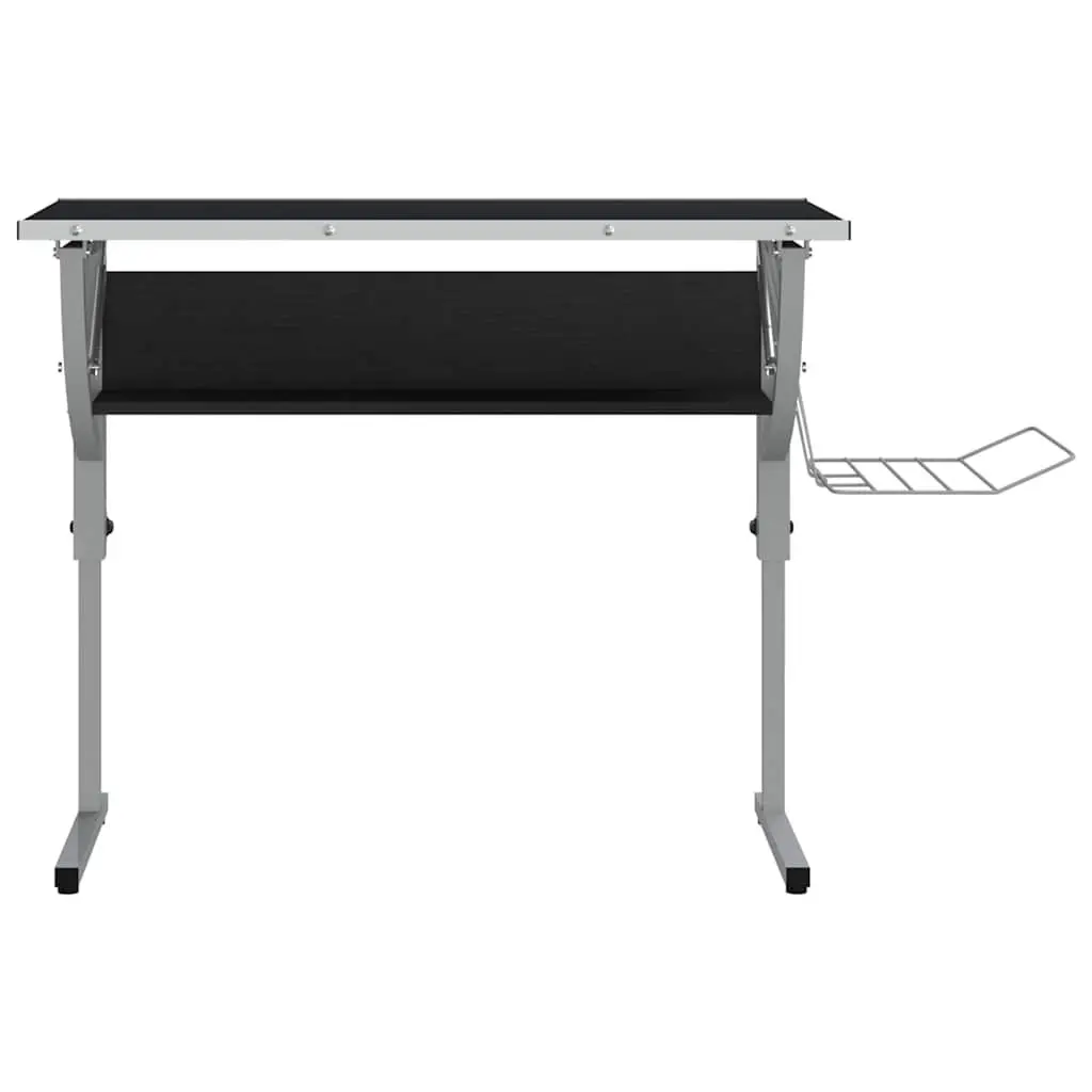Craft Desk Adjustable Angle Tilt Desktop with Shelf Black Grey 110 x 53 x 58-87 cm