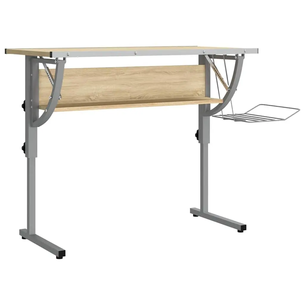 Craft Desk Adjustable Drawing Table with Shelf Magazine Rack Home Office Study
