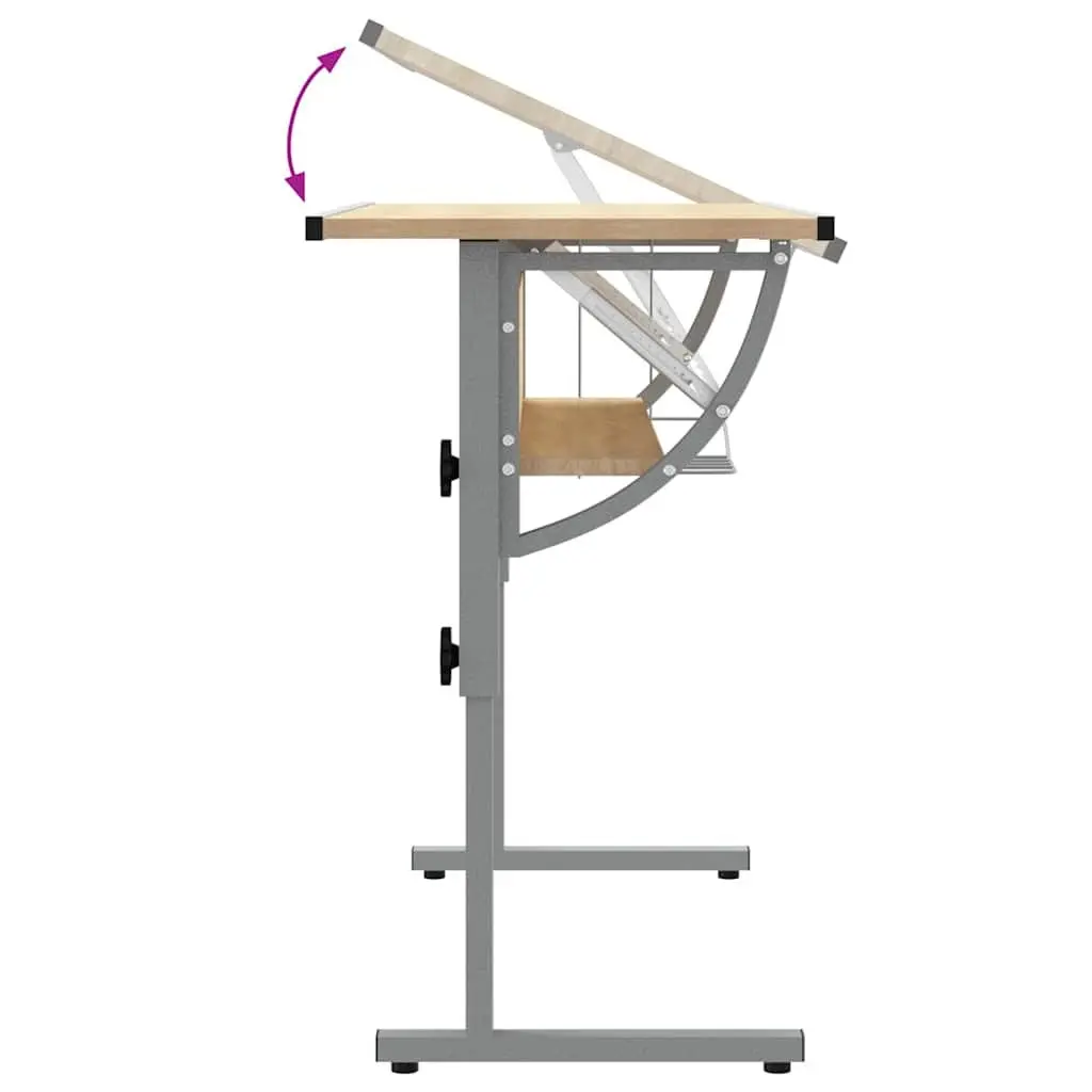 Craft Desk Adjustable Drawing Table with Shelf Magazine Rack Home Office Study