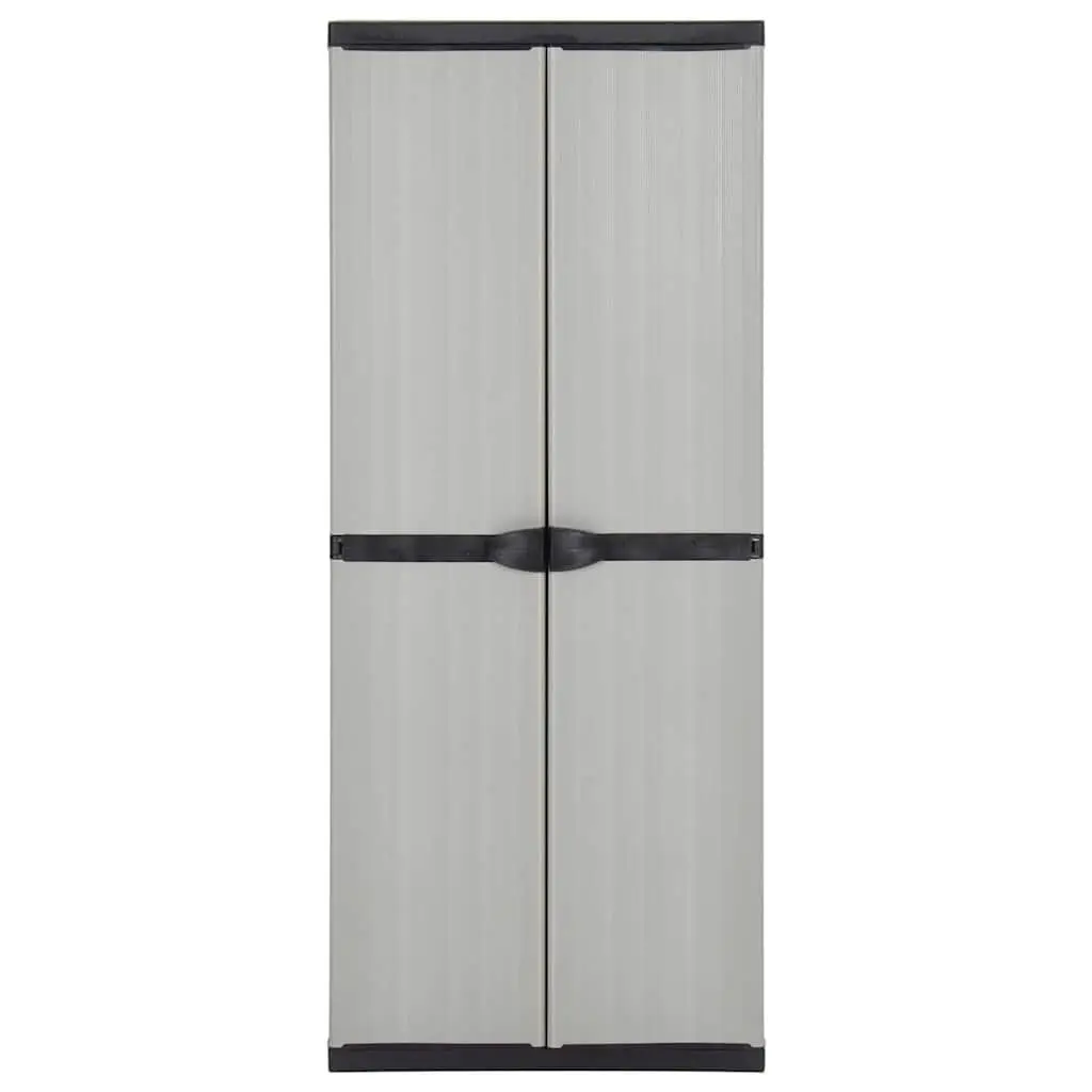 Garden Storage Cabinet Outdoor Organiser 3 Shelf Compact Grey Black