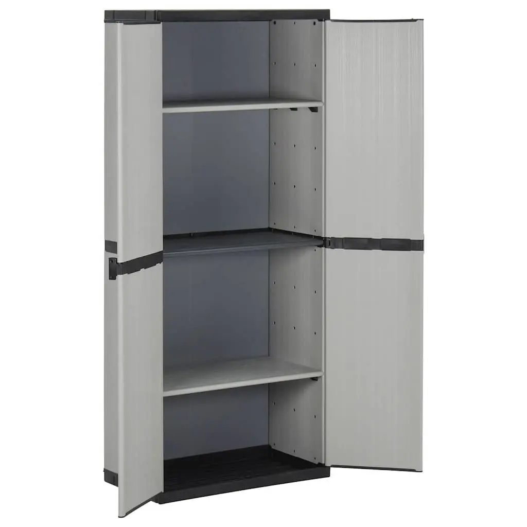 Garden Storage Cabinet Outdoor Organiser 3 Shelf Compact Grey Black