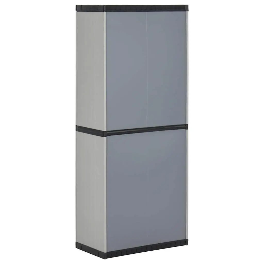 Garden Storage Cabinet Outdoor Organiser 3 Shelf Compact Grey Black