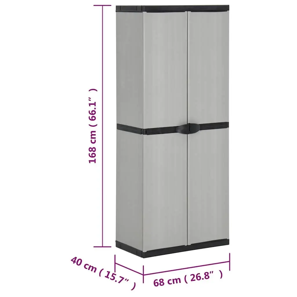 Garden Storage Cabinet Outdoor Organiser 3 Shelf Compact Grey Black