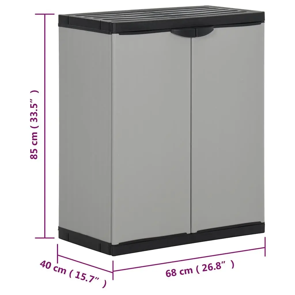 Garden Waste Cabinet Grey Black Outdoor Rubbish Bin Storage Organiser 68 x 40 x 85 cm