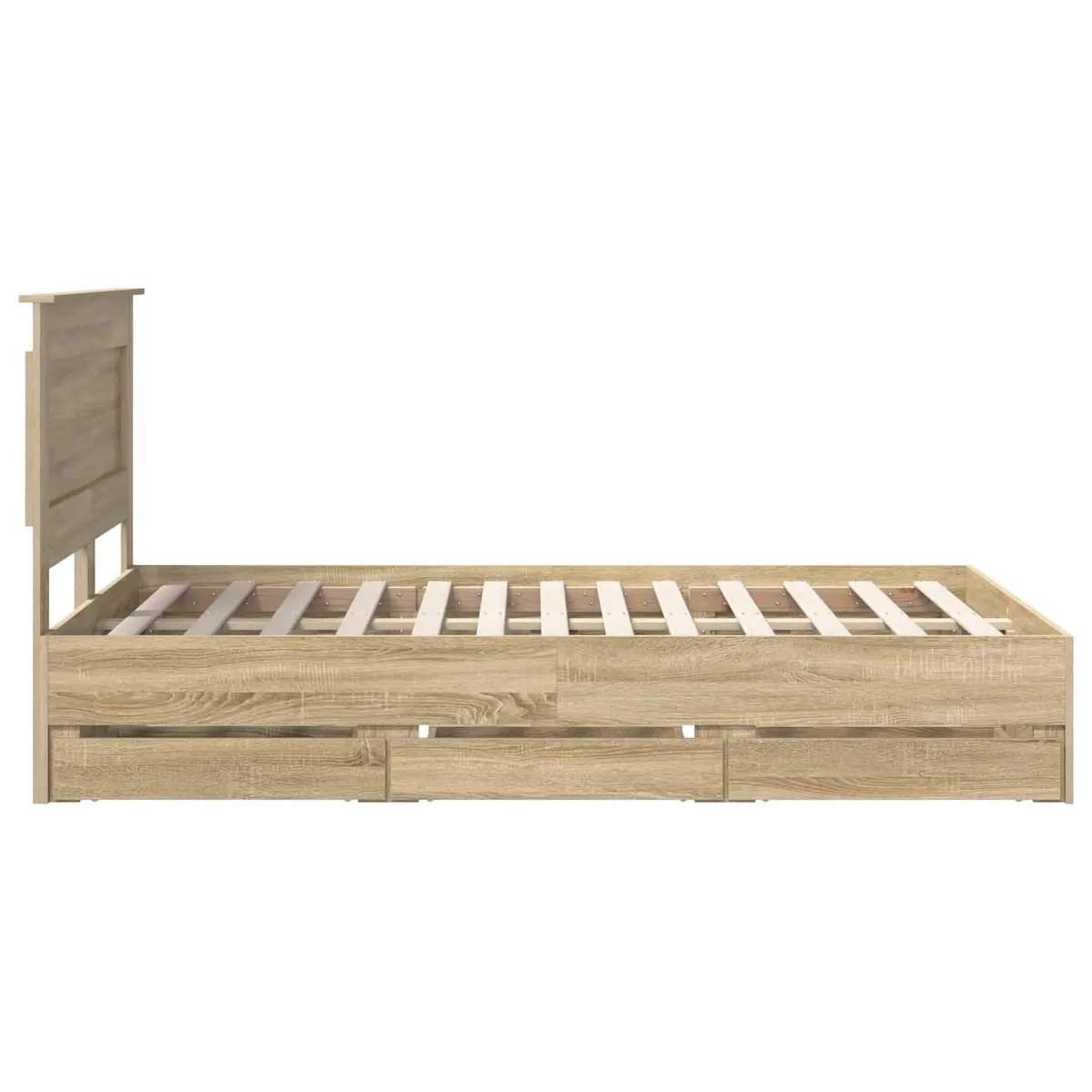 Bed Frame with Storage Drawer Modern 135 x 190 cm Sonoma Oak Engineered Wood